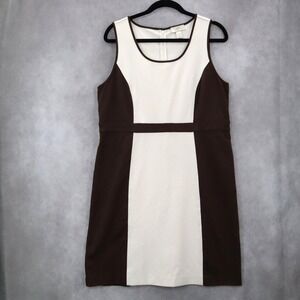 LOFT Colorblock Sheath Dress Sleeveless Brown Cream Career Work Office 14P